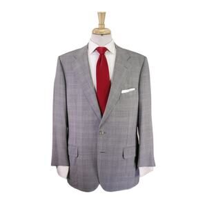 Ermenegildo Zegna Light Gray Plaid 2-Btn Wool Suit 44S